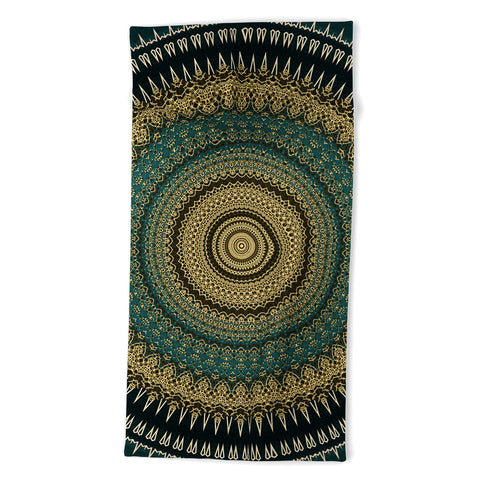 Sheila Wenzel-Ganny Emerald Gold Boho Mandala Beach Towel