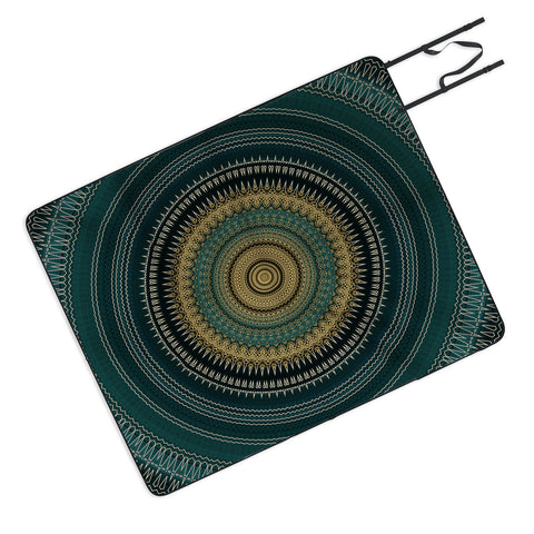 Sheila Wenzel-Ganny Emerald Gold Boho Mandala Picnic Blanket