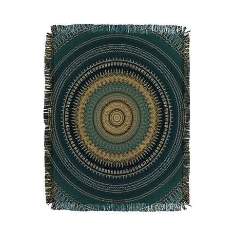 Sheila Wenzel-Ganny Emerald Gold Boho Mandala Throw Blanket