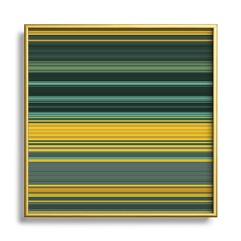 Sheila Wenzel-Ganny Emerald Gold Classic Stripes Metal Square Framed Art Print