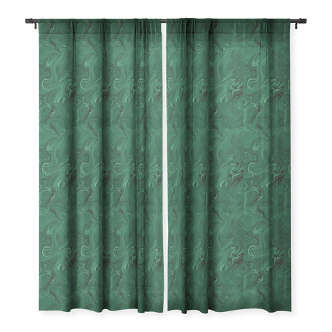 Sheila Wenzel-Ganny Emerald Green Abstract Sheer Window Curtain