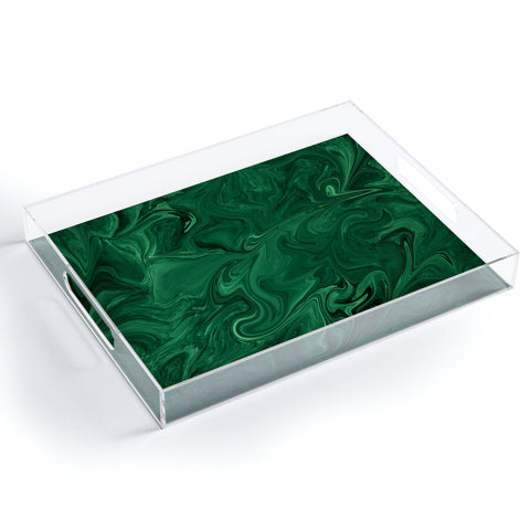 Sheila Wenzel-Ganny Emerald Green Abstract Acrylic Tray