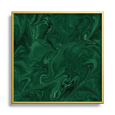 Sheila Wenzel-Ganny Emerald Green Abstract Metal Square Framed Art Print