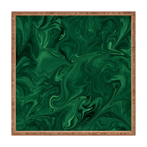 Sheila Wenzel-Ganny Emerald Green Abstract Square Tray