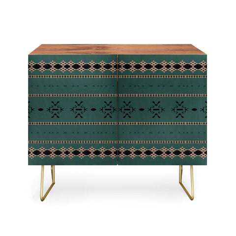 Sheila Wenzel-Ganny Forest Green Mudcloth Credenza
