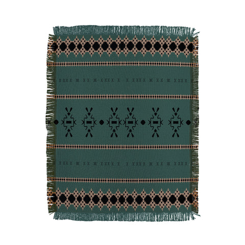 Sheila Wenzel-Ganny Forest Green Mudcloth Throw Blanket