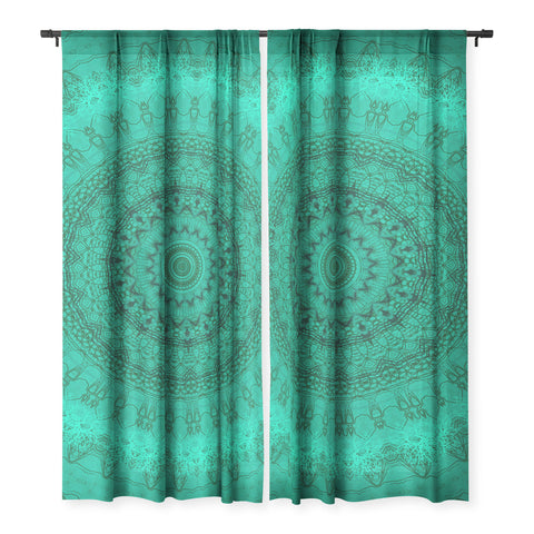 Sheila Wenzel-Ganny Forest Green Teal Mandala Sheer Non Repeat