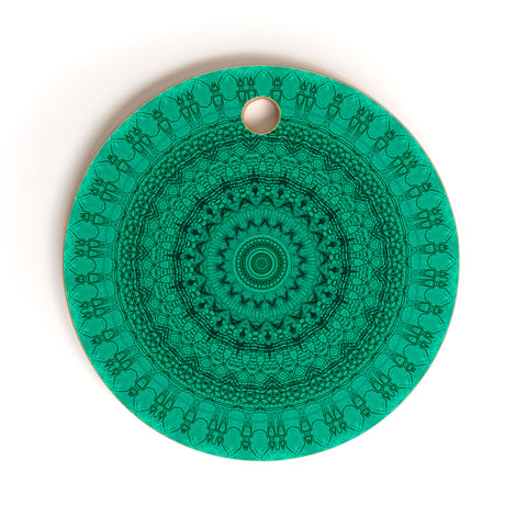 Sheila Wenzel-Ganny Forest Green Teal Mandala Cutting Board Round