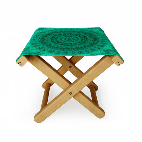 Sheila Wenzel-Ganny Forest Green Teal Mandala Folding Stool