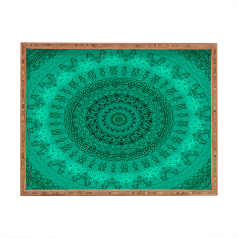 Sheila Wenzel-Ganny Forest Green Teal Mandala Rectangular Tray