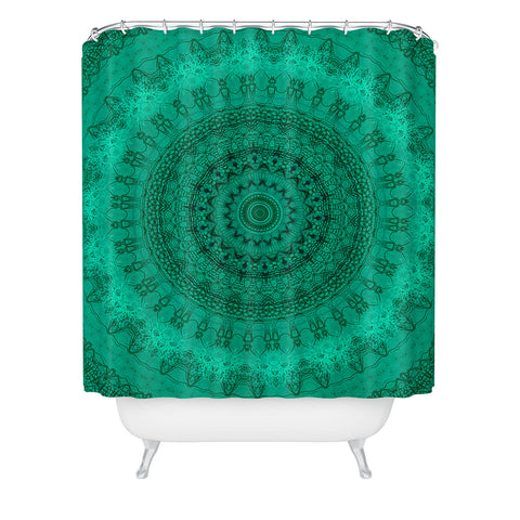 Sheila Wenzel-Ganny Forest Green Teal Mandala Shower Curtain