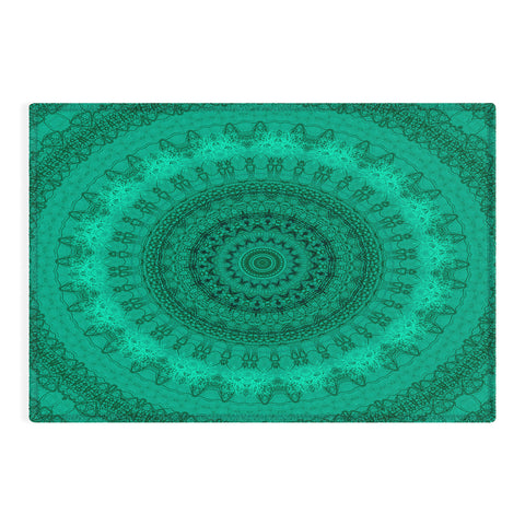 Sheila Wenzel-Ganny Forest Green Teal Mandala Outdoor Rug