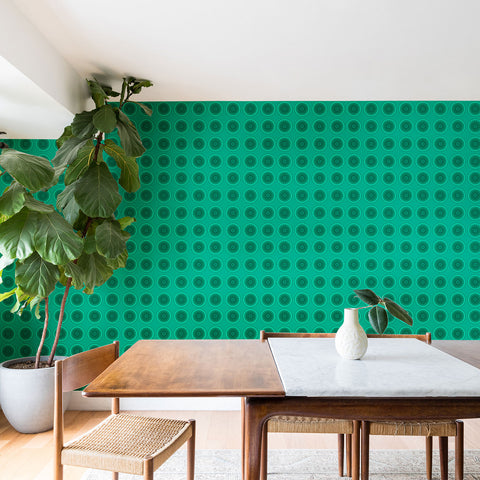 Sheila Wenzel-Ganny Forest Green Teal Mandala Wallpaper