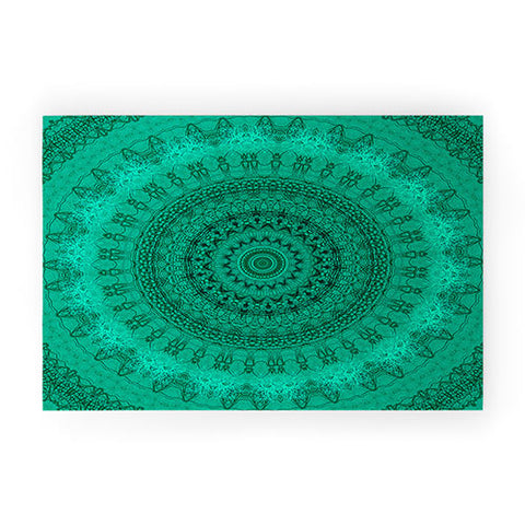 Sheila Wenzel-Ganny Forest Green Teal Mandala Welcome Mat