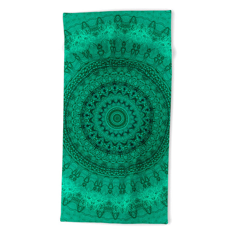 Sheila Wenzel-Ganny Forest Green Teal Mandala Beach Towel