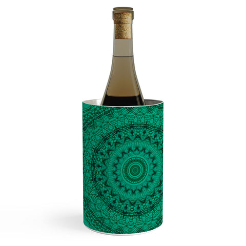Sheila Wenzel-Ganny Forest Green Teal Mandala Wine Chiller