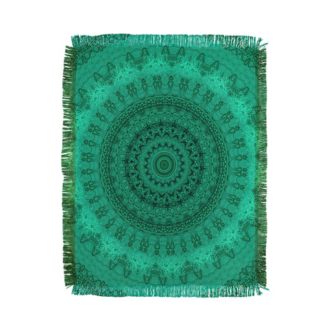 Sheila Wenzel-Ganny Forest Green Teal Mandala Throw Blanket