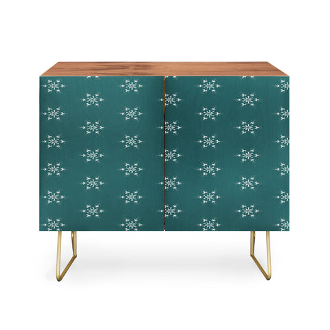 Sheila Wenzel-Ganny Holiday Green Snowflakes Credenza