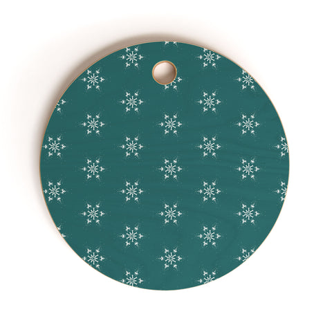 Sheila Wenzel-Ganny Holiday Green Snowflakes Cutting Board Round