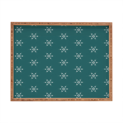 Sheila Wenzel-Ganny Holiday Green Snowflakes Rectangular Tray