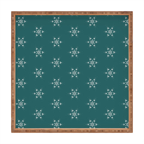 Sheila Wenzel-Ganny Holiday Green Snowflakes Square Tray