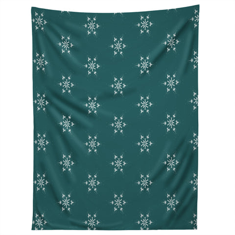 Sheila Wenzel-Ganny Holiday Green Snowflakes Tapestry
