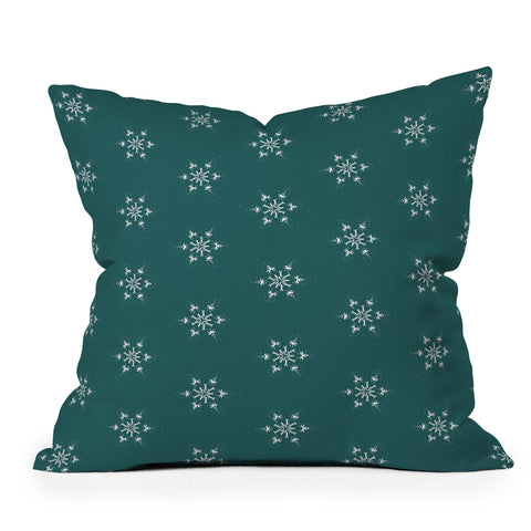 Sheila Wenzel-Ganny Holiday Green Snowflakes Throw Pillow