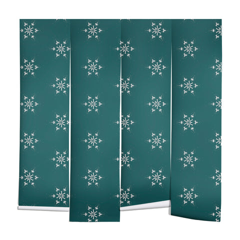 Sheila Wenzel-Ganny Holiday Green Snowflakes Wall Mural