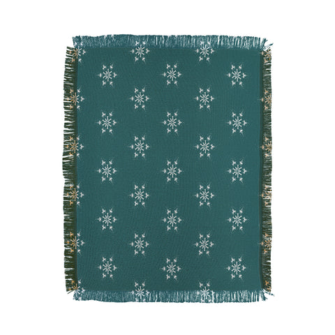 Sheila Wenzel-Ganny Holiday Green Snowflakes Throw Blanket