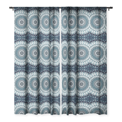 Sheila Wenzel-Ganny Indigo Navy White Mandala Sheer Window Curtain