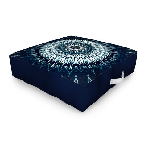 Sheila Wenzel-Ganny Indigo Navy White Mandala Outdoor Floor Cushion