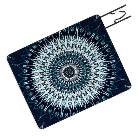 Sheila Wenzel-Ganny Indigo Navy White Mandala Picnic Blanket