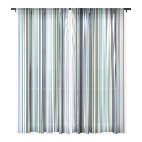 Sheila Wenzel-Ganny Lavender Mint Blue Stripes Sheer Window Curtain