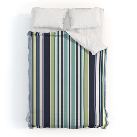 Sheila Wenzel-Ganny Lavender Mint Blue Stripes Duvet Cover