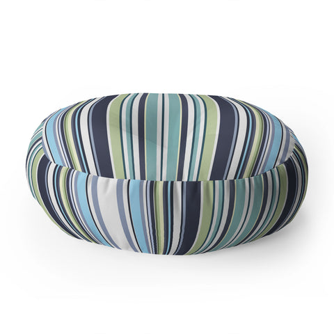 Sheila Wenzel-Ganny Lavender Mint Blue Stripes Floor Pillow Round