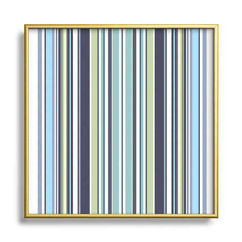 Sheila Wenzel-Ganny Lavender Mint Blue Stripes Square Metal Framed Art Print