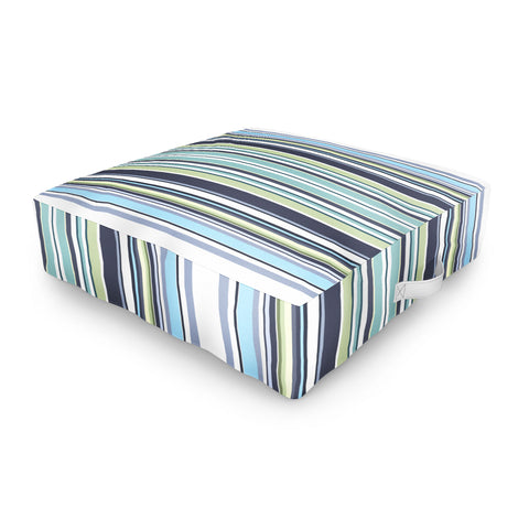 Sheila Wenzel-Ganny Lavender Mint Blue Stripes Outdoor Floor Cushion
