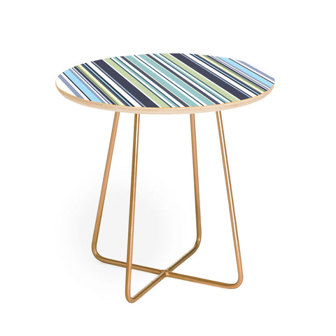 Sheila Wenzel-Ganny Lavender Mint Blue Stripes Round Side Table