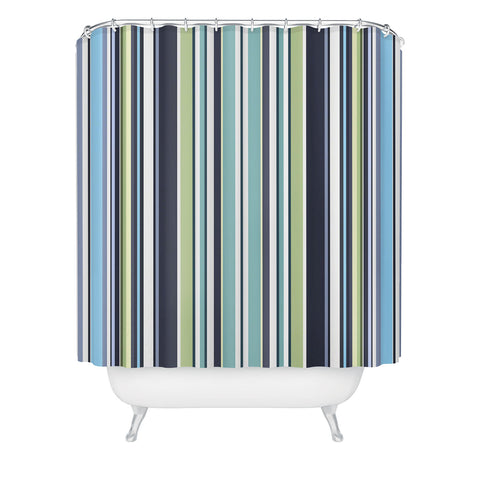 Sheila Wenzel-Ganny Lavender Mint Blue Stripes Shower Curtain