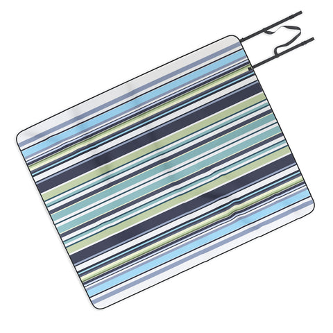 Sheila Wenzel-Ganny Lavender Mint Blue Stripes Picnic Blanket