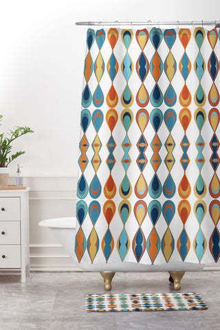 Sheila Wenzel-Ganny Mid Century Lava Drops Shower Curtain And Mat