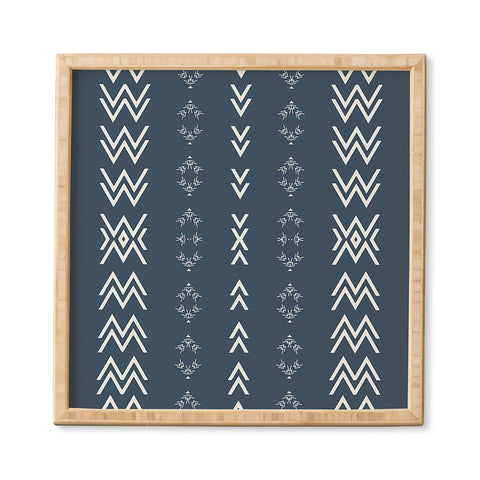 Sheila Wenzel-Ganny Minimal Blue Tribal Mudcloth Framed Wall Art