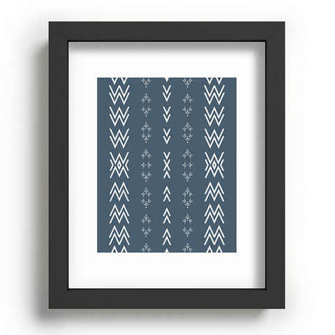 Sheila Wenzel-Ganny Minimal Blue Tribal Mudcloth Recessed Framing Rectangle