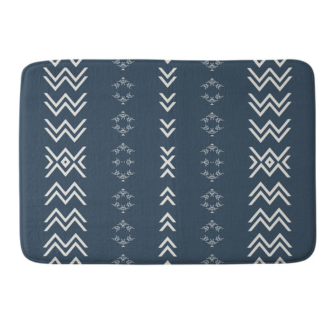 Sheila Wenzel-Ganny Minimal Blue Tribal Mudcloth Memory Foam Bath Mat