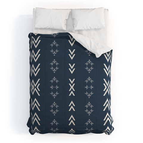 Sheila Wenzel-Ganny Minimal Blue Tribal Mudcloth Comforter