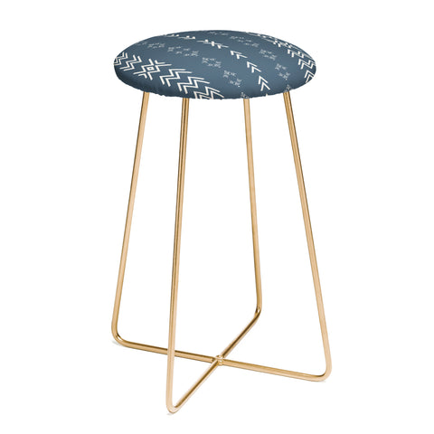 Sheila Wenzel-Ganny Minimal Blue Tribal Mudcloth Counter Stool