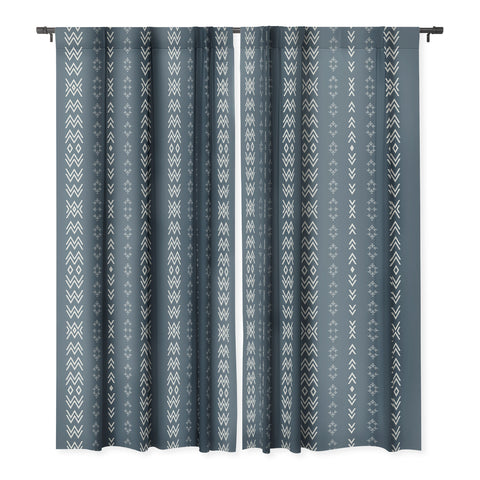 Sheila Wenzel-Ganny Minimal Blue Tribal Mudcloth Blackout Window Curtain