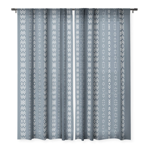 Sheila Wenzel-Ganny Minimal Blue Tribal Mudcloth Sheer Window Curtain