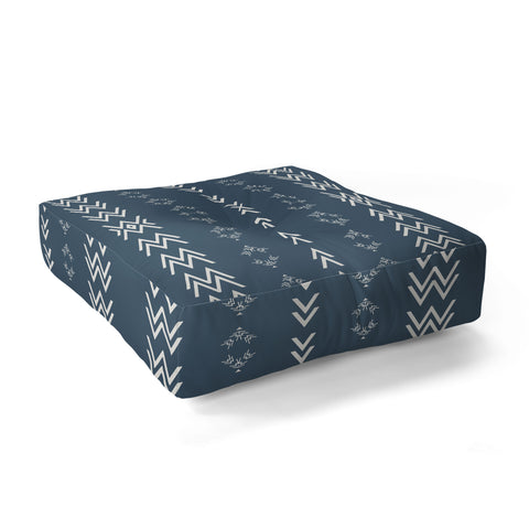 Sheila Wenzel-Ganny Minimal Blue Tribal Mudcloth Floor Pillow Square