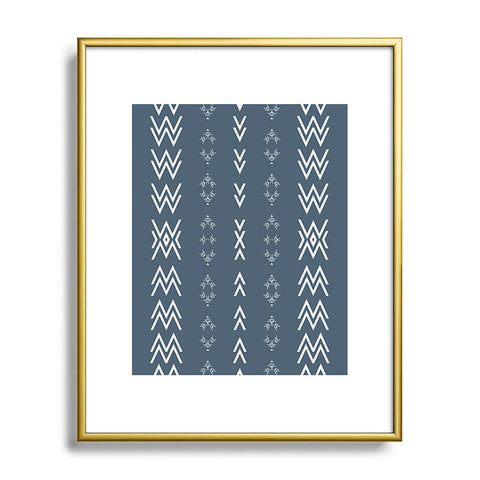 Sheila Wenzel-Ganny Minimal Blue Tribal Mudcloth Metal Framed Art Print